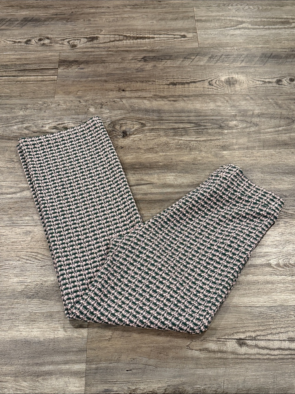 Zara Pink & Green Geometric Knit Pull-On Wide Leg Pants Size S - Picture 10 of 10